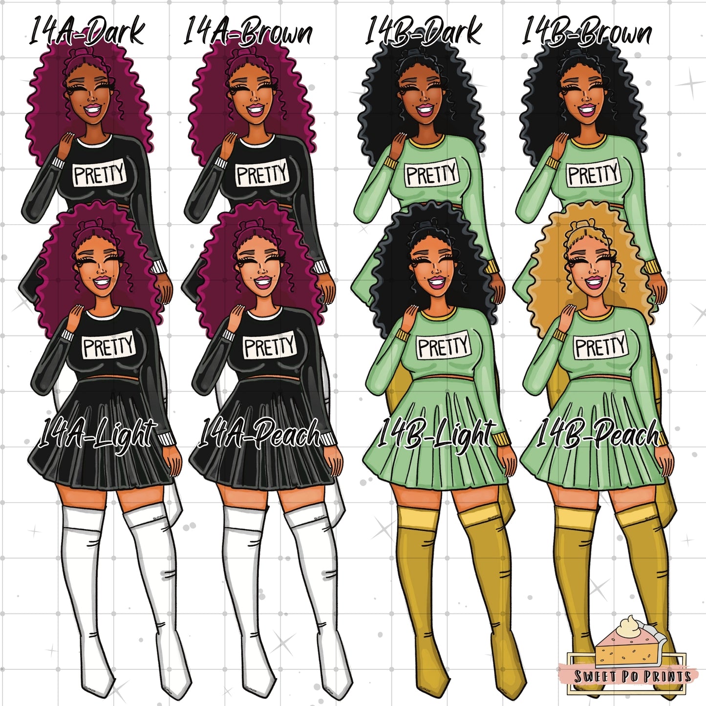 Planner Doll Stickers| Hand Drawn Planner Stickers | Fashion Illustrations | Planner Decoration | Black Girl Stickers | Sticker Sheet | Doll 14-Physical Sticker