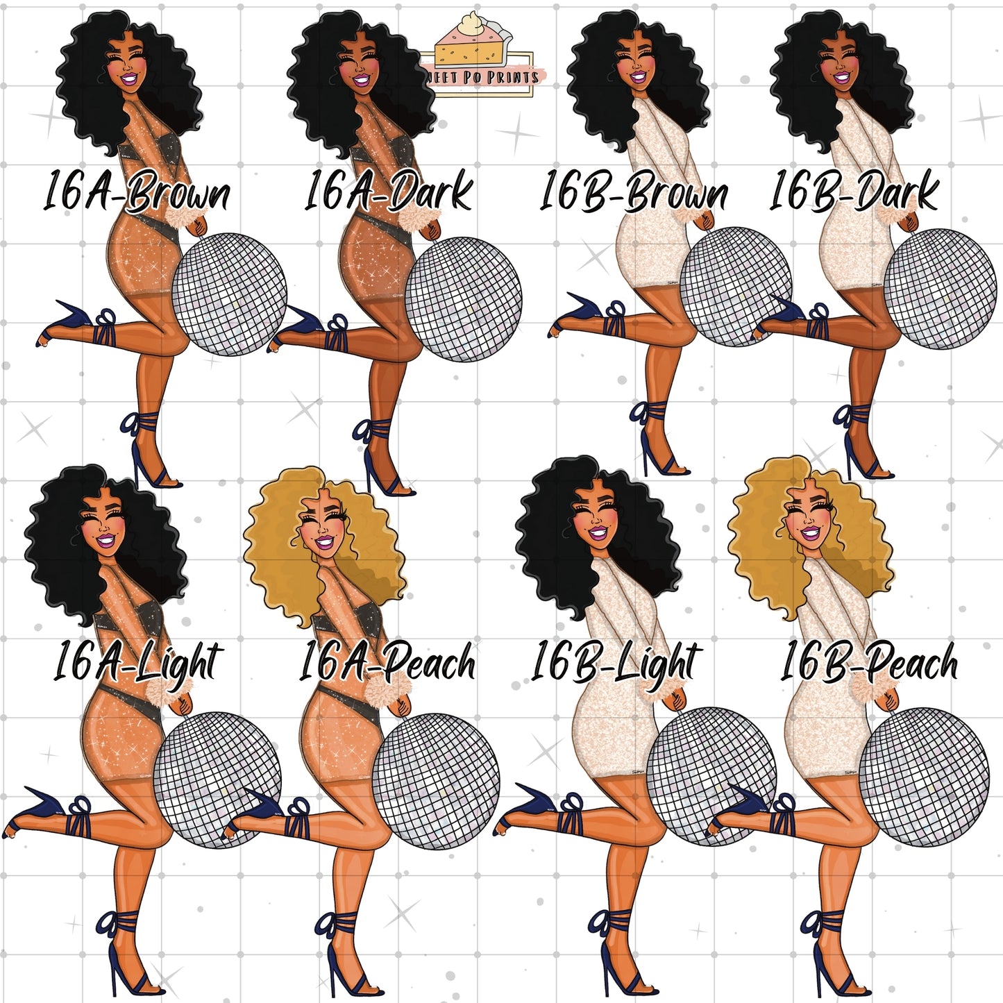 Planner Doll Stickers| Hand Drawn Planner Stickers | Fashion Illustrations | Planner Decoration | Black Girl Stickers | Sticker Sheet | Doll 16-Physical Sticker