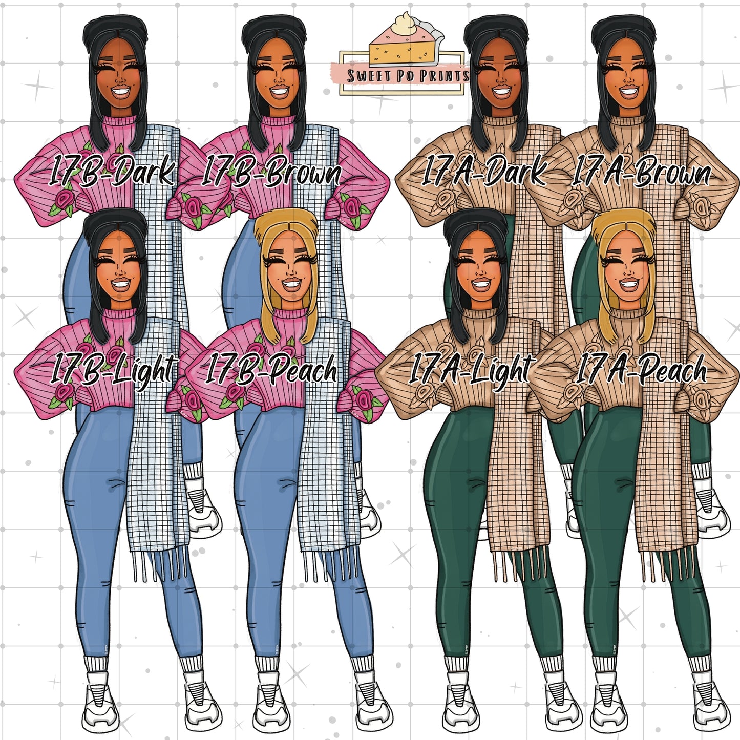 Planner Doll Stickers| Hand Drawn Planner Stickers | Fashion Illustrations | Planner Decoration | Black Girl Stickers | Sticker Sheet | Doll 17-Physical Sticker