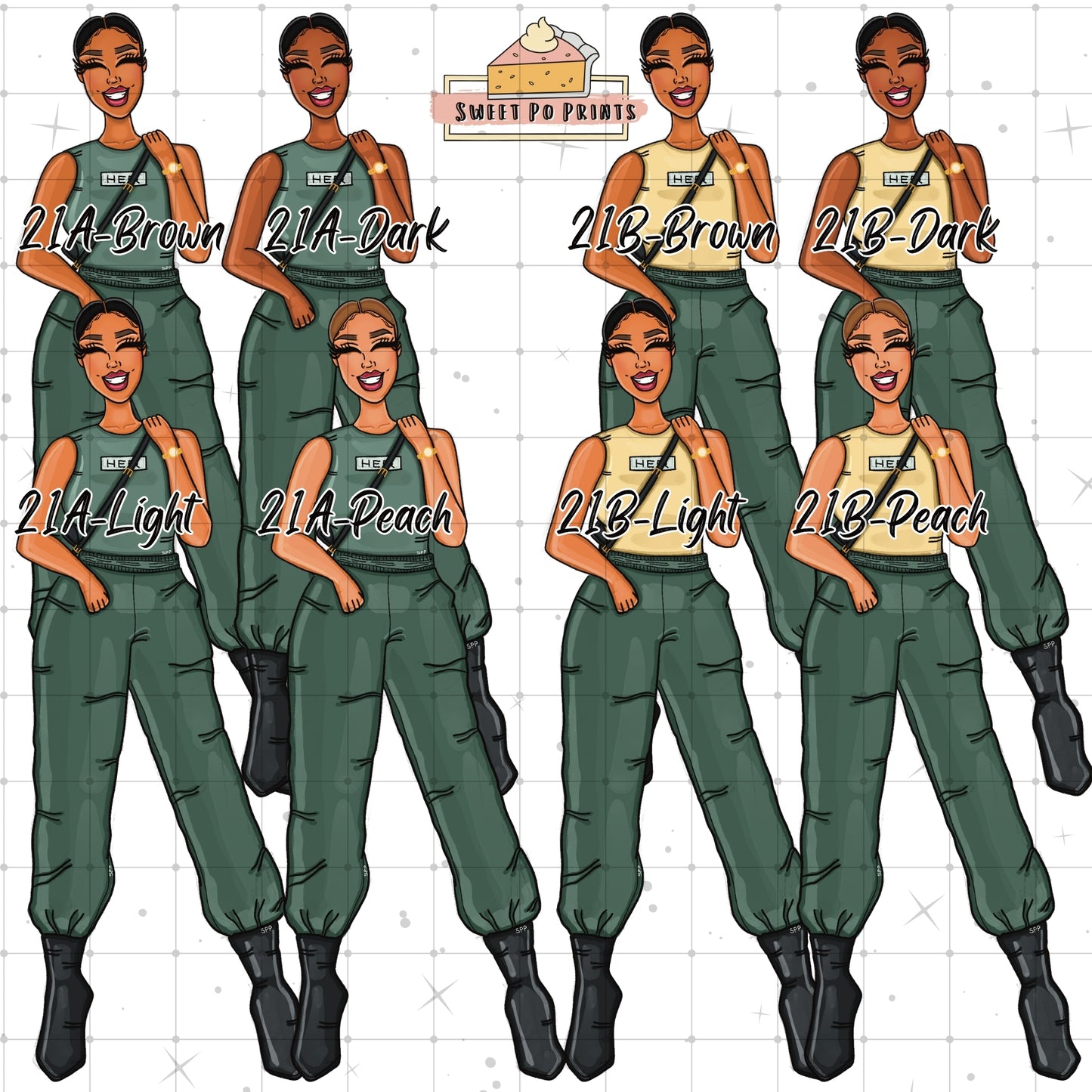 Planner Doll Stickers| Hand Drawn Planner Stickers | Fashion Illustrations | Planner Decoration | Black Girl Stickers | Sticker Sheet | Doll 21-Physical Sticker