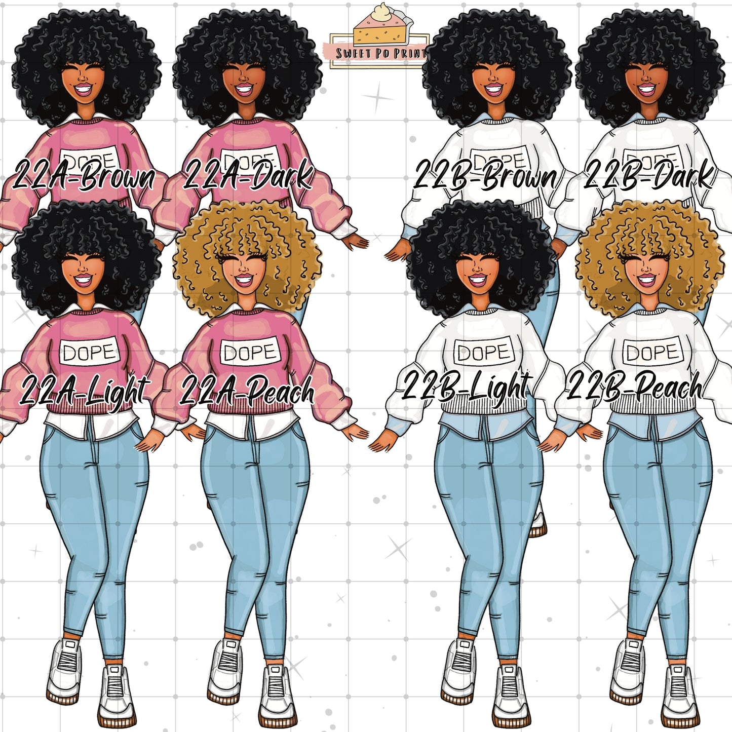 Planner Doll Stickers| Hand Drawn Planner Stickers | Fashion Illustrations | Planner Decoration | Black Girl Stickers | Sticker Sheet | Doll 22-Physical Sticker