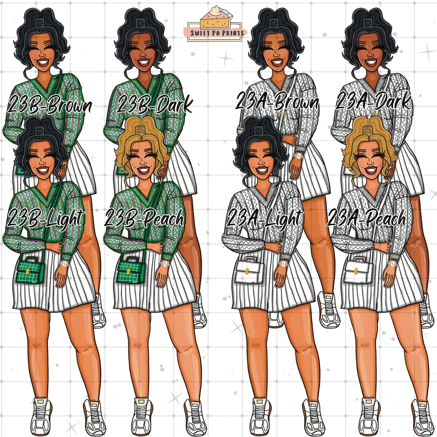 Planner Doll Stickers| Hand Drawn Planner Stickers | Fashion Illustrations | Planner Decoration | Black Girl Stickers | Sticker Sheet | Doll 23-Physical Sticker