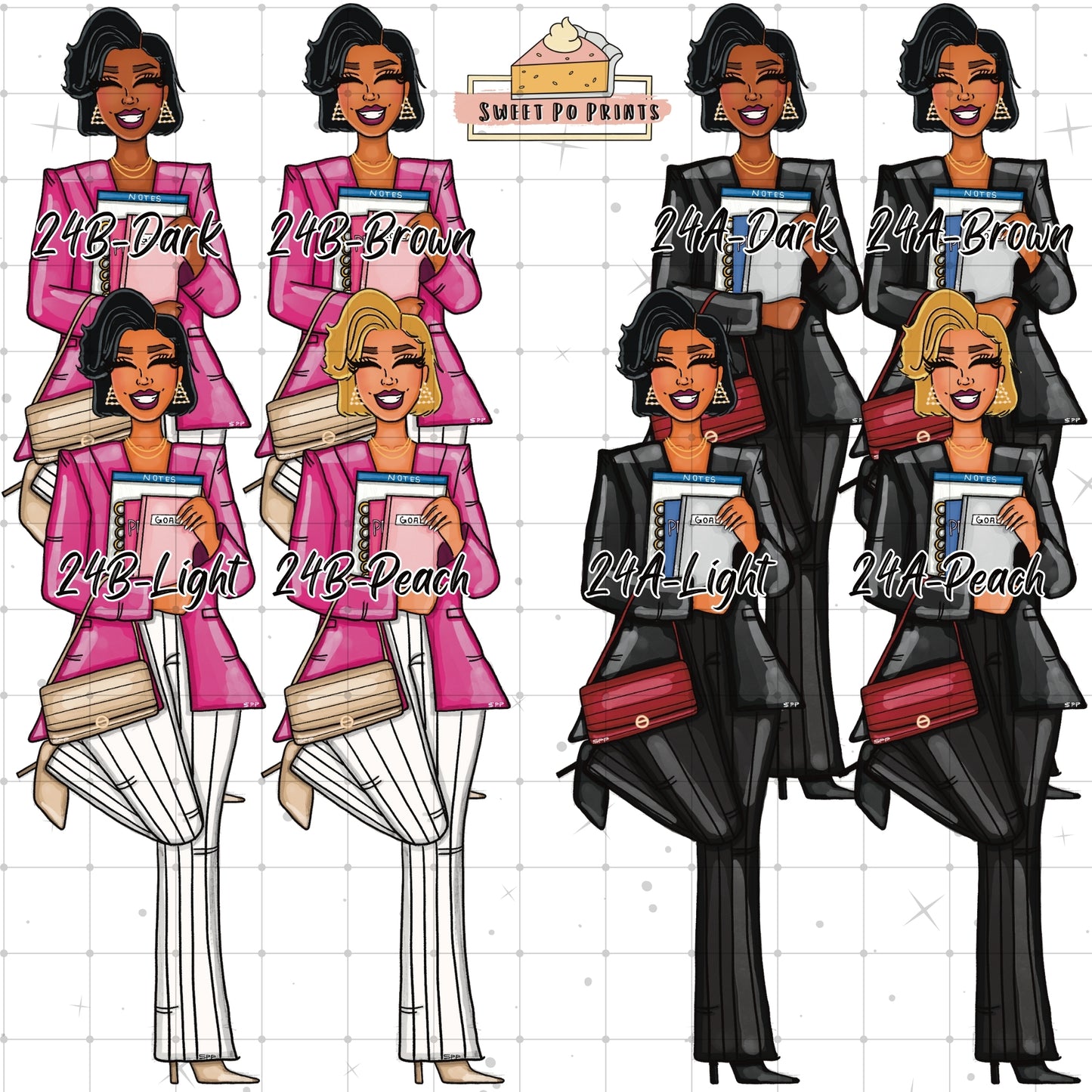 Planner Doll Stickers| Hand Drawn Planner Stickers | Fashion Illustrations | Planner Decoration | Black Girl Stickers | Sticker Sheet | Doll 24-Physical Sticker