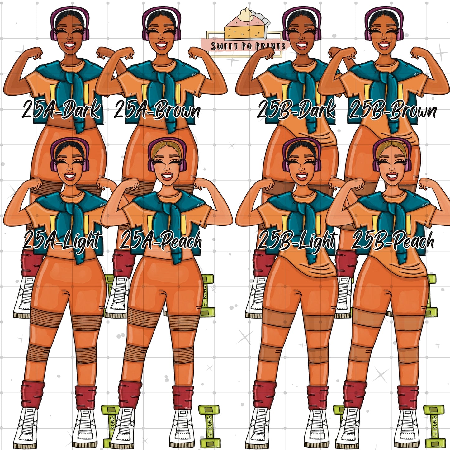 Planner Doll Stickers| Hand Drawn Planner Stickers | Fashion Illustrations | Planner Decoration | Black Girl Stickers | Sticker Sheet | Doll 25-Physical Sticker