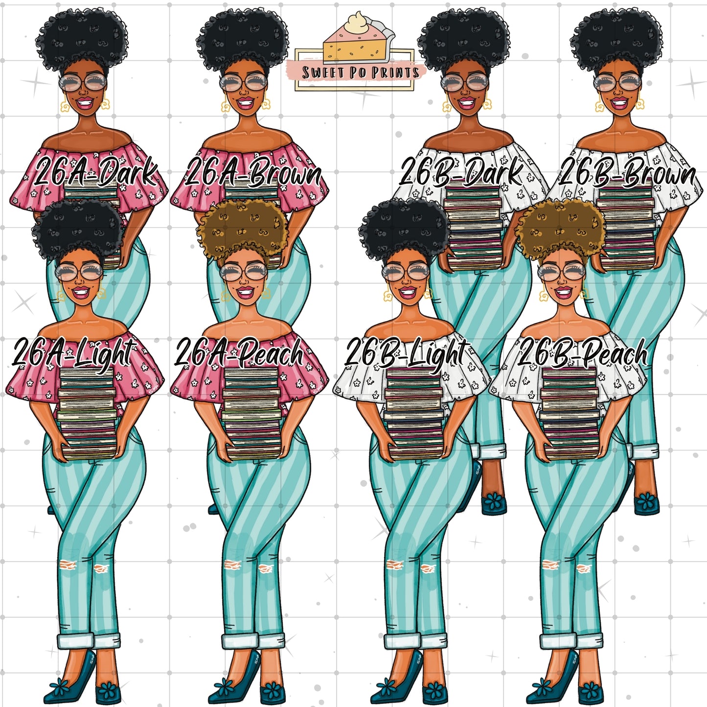 Planner Doll Stickers| Hand Drawn Planner Stickers | Fashion Illustrations | Planner Decoration | Black Girl Stickers | Sticker Sheet | Doll 26-Physical Sticker