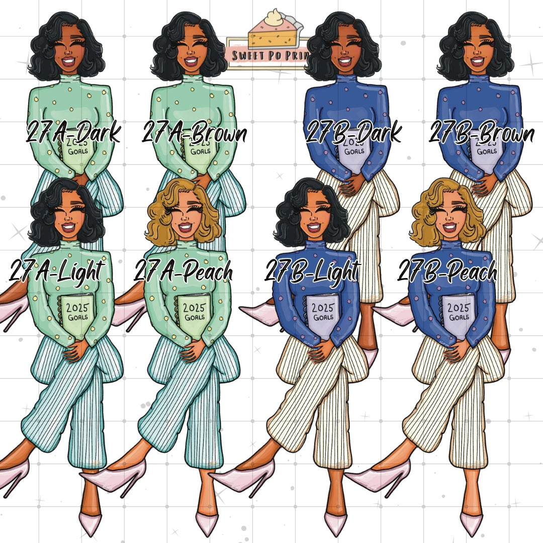 Planner Doll Stickers| Hand Drawn Planner Stickers | Fashion Illustrations | Planner Decoration | Black Girl Stickers | Sticker Sheet | Doll 27-Physical Sticker