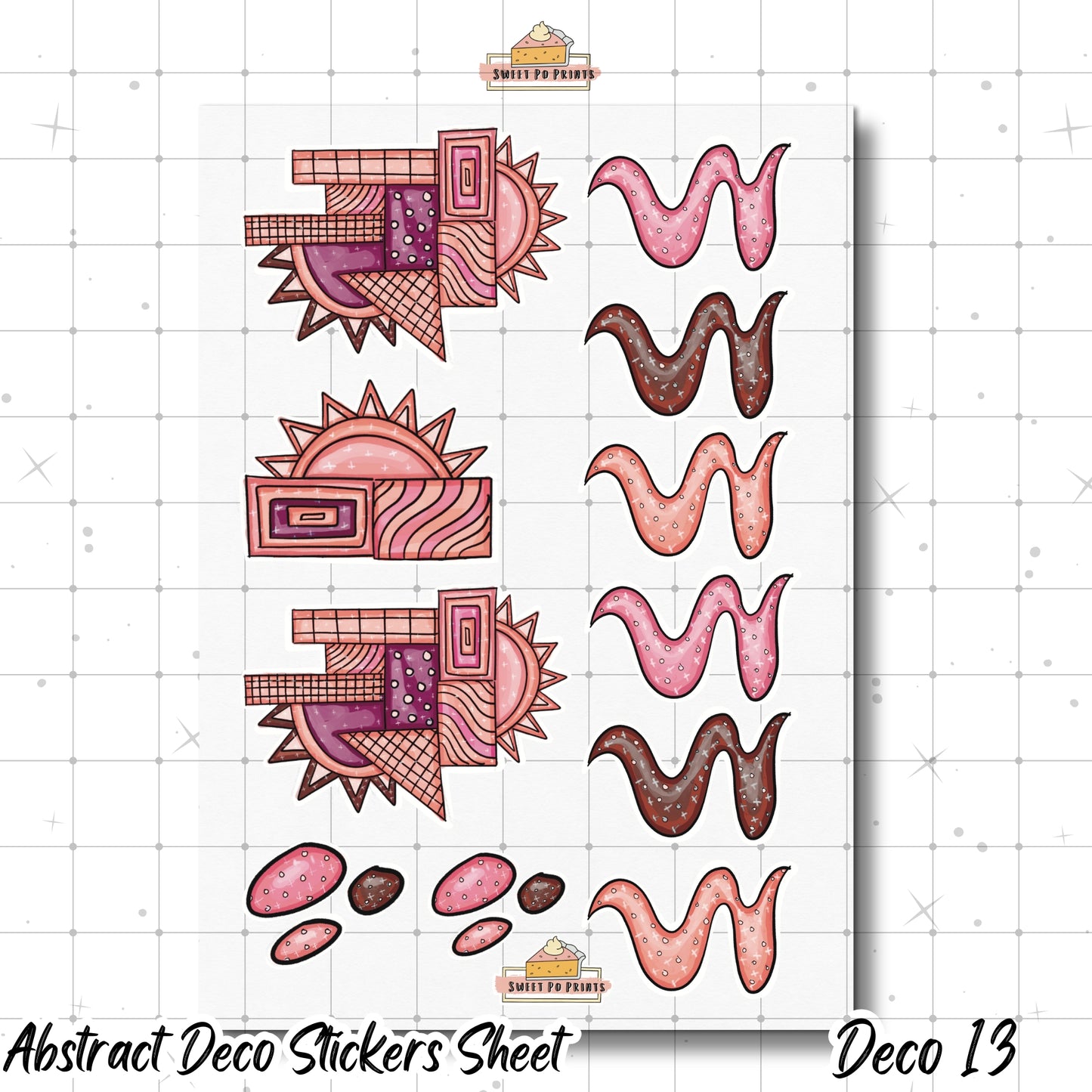 Planner Stickers| Hand Drawn Planner Stickers | Planner Decoration Stickers| Abstract Stickers | Celestial Stickers | Sun Stickers | Organic Shapes Stickers | Deco 13 Physical Stickers