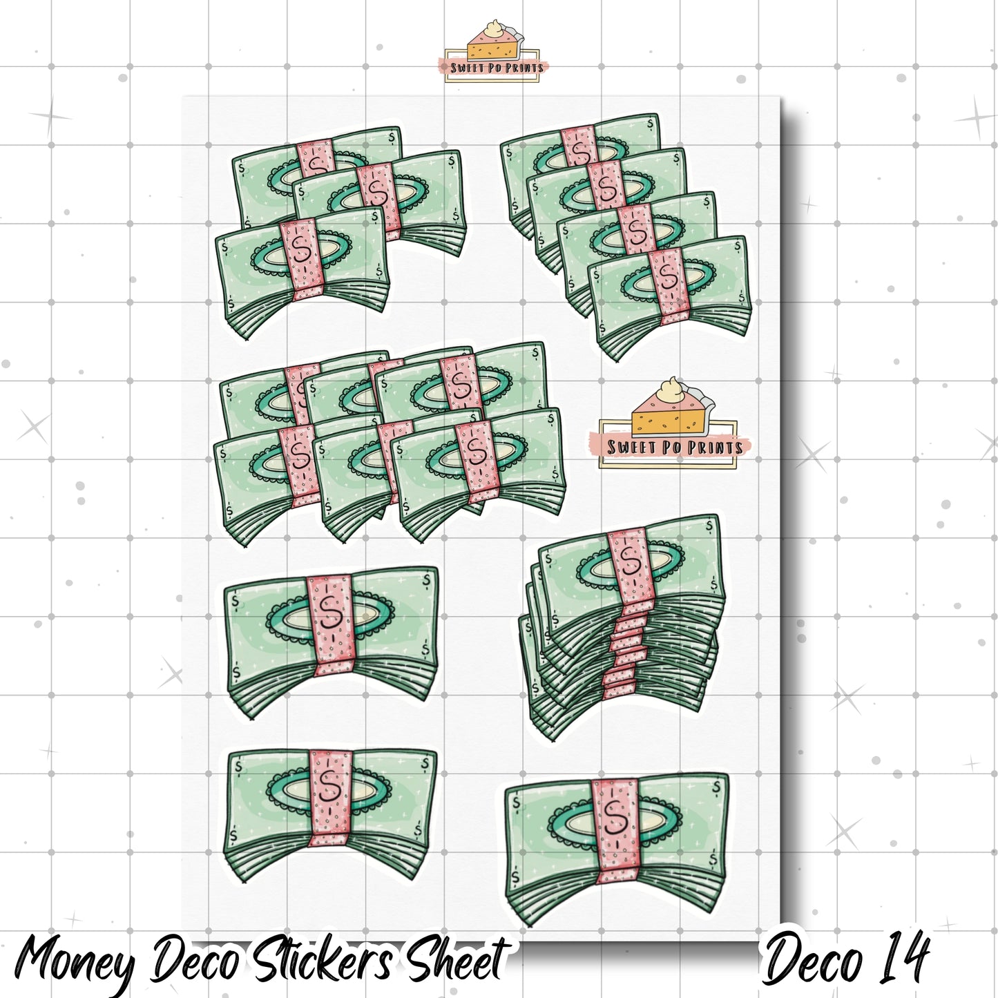 Planner Stickers| Hand Drawn Planner Stickers | Planner Decoration Stickers| Money Sticker Sheet | Cash Sticker Sheet | Dollar Sticker Sheet | Deco 14 Physical Stickers