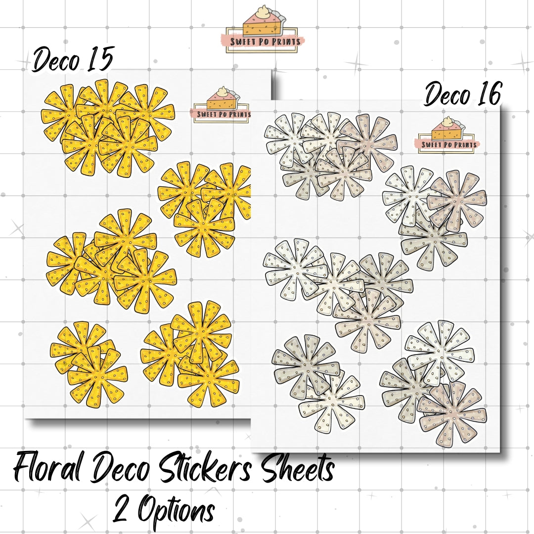 Planner Stickers| Hand Drawn Planner Stickers | Planner Decoration Stickers| Floral Blooms | Floral Blossoms | Sticker Sheet | Deco 15-16 Physical Stickers