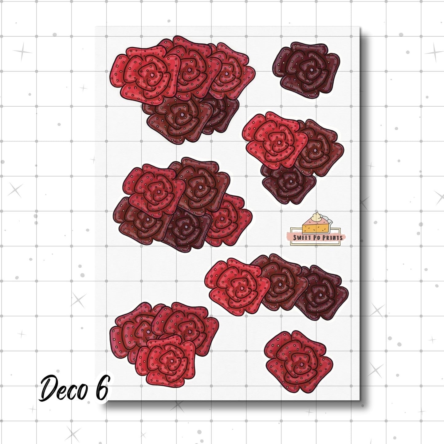 Planner Stickers| Hand Drawn Planner Stickers | Planner Decoration Stickers| Floral Blooms | Floral Blossoms | Roses Sticker Sheet | Deco 5-6 Physical Stickers