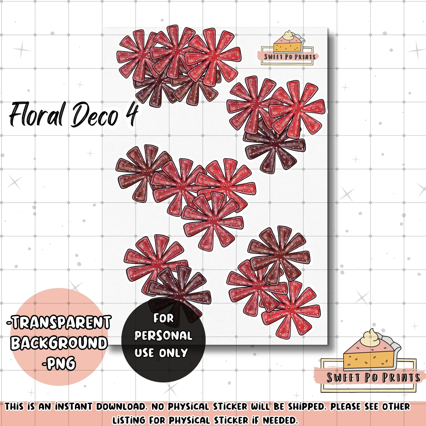 Digital Planner Sticker | Digital Planner Stickers PNG | Planner Decoration Stickers | Floral Stickers | Floral Blooms | Floral Blossoms| Personal Use | Deco 4