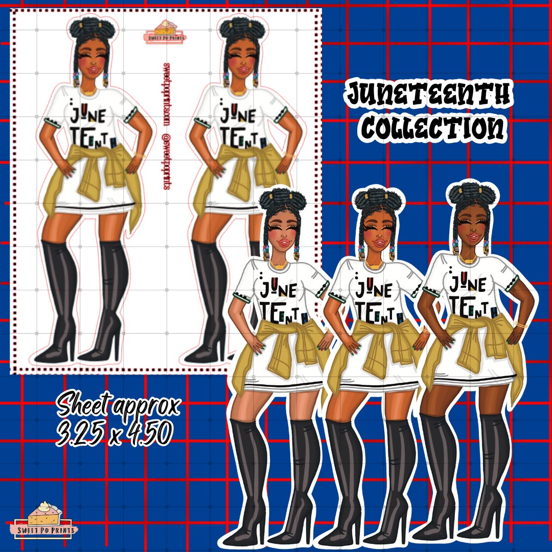 Planner Doll Sticker Sheet | Juneteenth Collection | Beads Doll | Physical Sticker Sheet