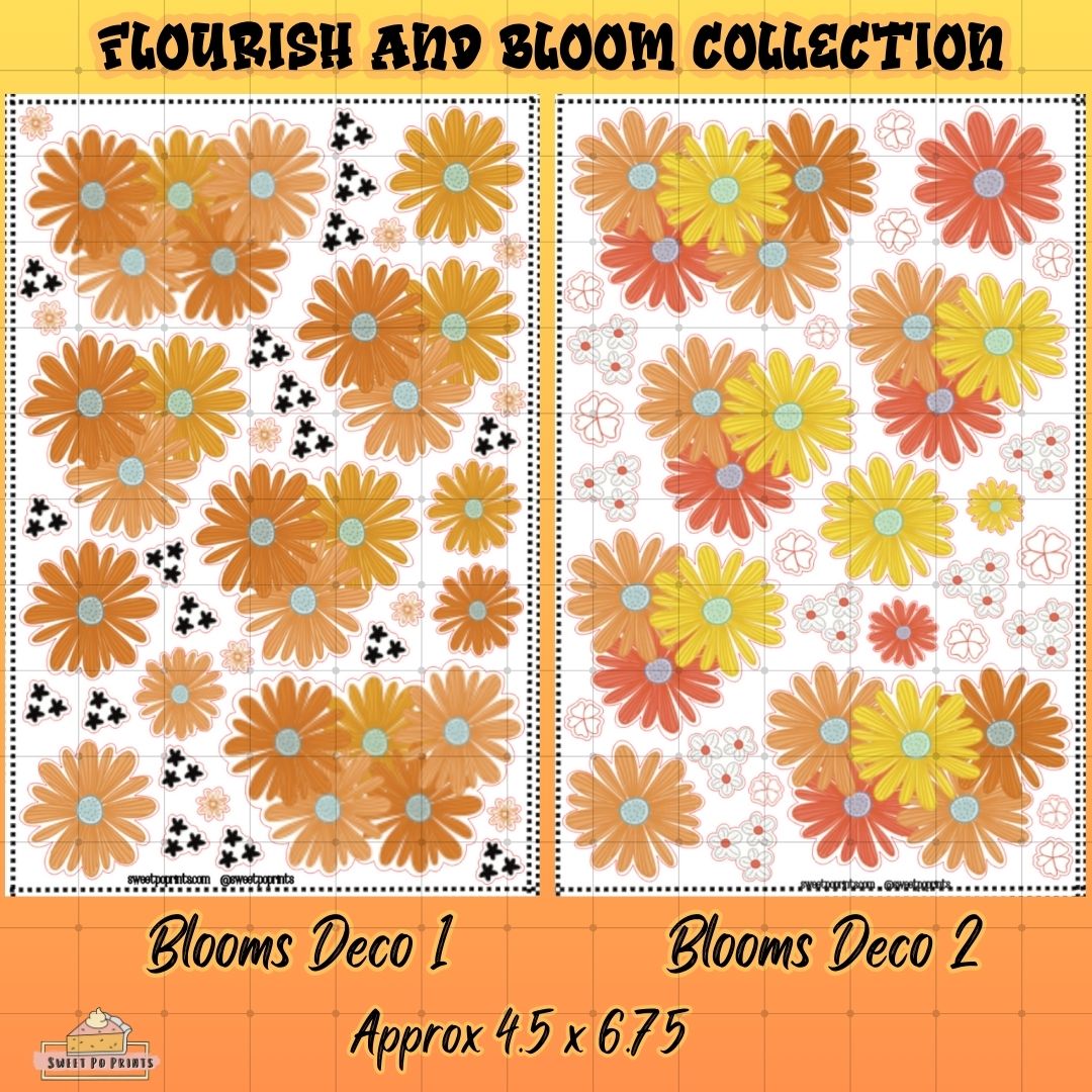 Blooms Decoration Sticker Sheet | Flourish and Bloom Collection | Floral Deco | Physical Sticker Sheets