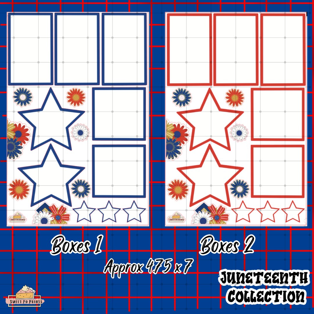 Boxes Sticker Sheet | Juneteenth Collection | Red and Blue Boxes | Star Boxes | Physical Sticker Sheets