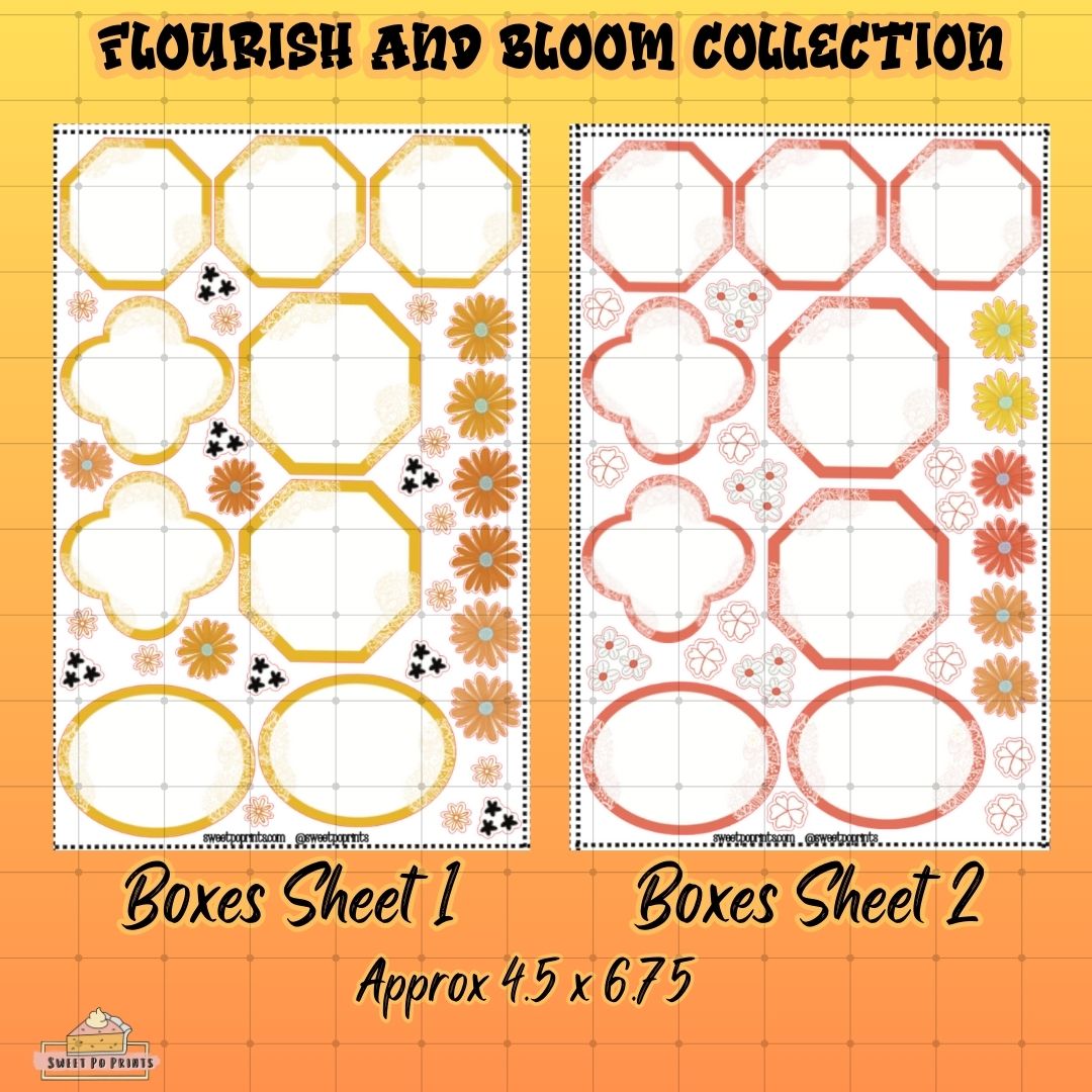 Boxes Sticker Sheet | Flourish and Bloom Collection | Deco | Physical Sticker Sheets
