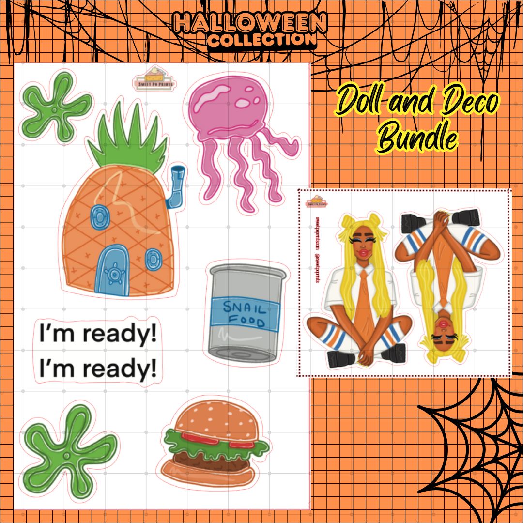 Planner Doll and Deco Sheet Bundle| Halloween Collection | Sponge Doll | Physical Sticker Sheet