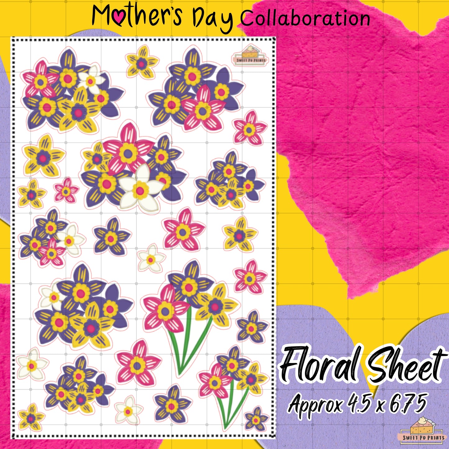 Floral Decoration Sticker Sheet | Mother's Day Collab | Floral Deco | Physical Sticker Sheets