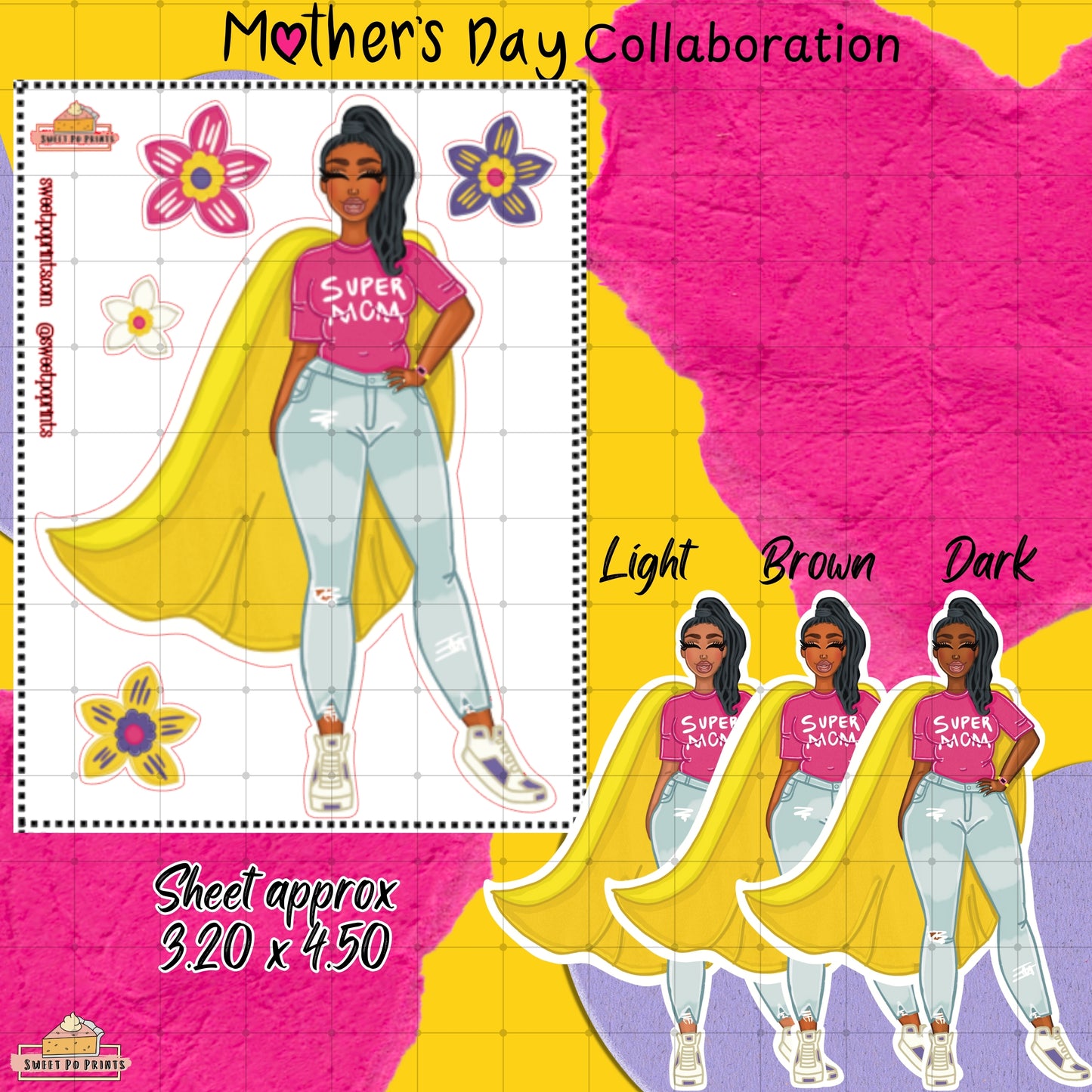 Planner Doll Sticker Sheet | Mother's Day Collab | Supermom | Physical Sticker Sheet