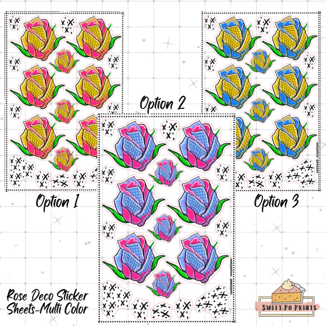 Rose Sticker Sheets | Physical Stickers | Multi-Color