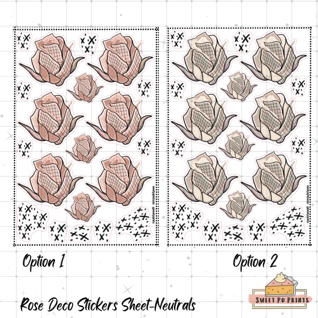 Rose Sticker Sheets | Physical Stickers | Neutrals
