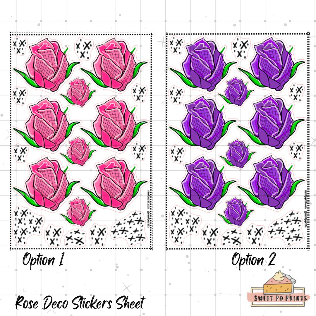Rose Sticker Sheets | Physical Stickers | Pink and Purple