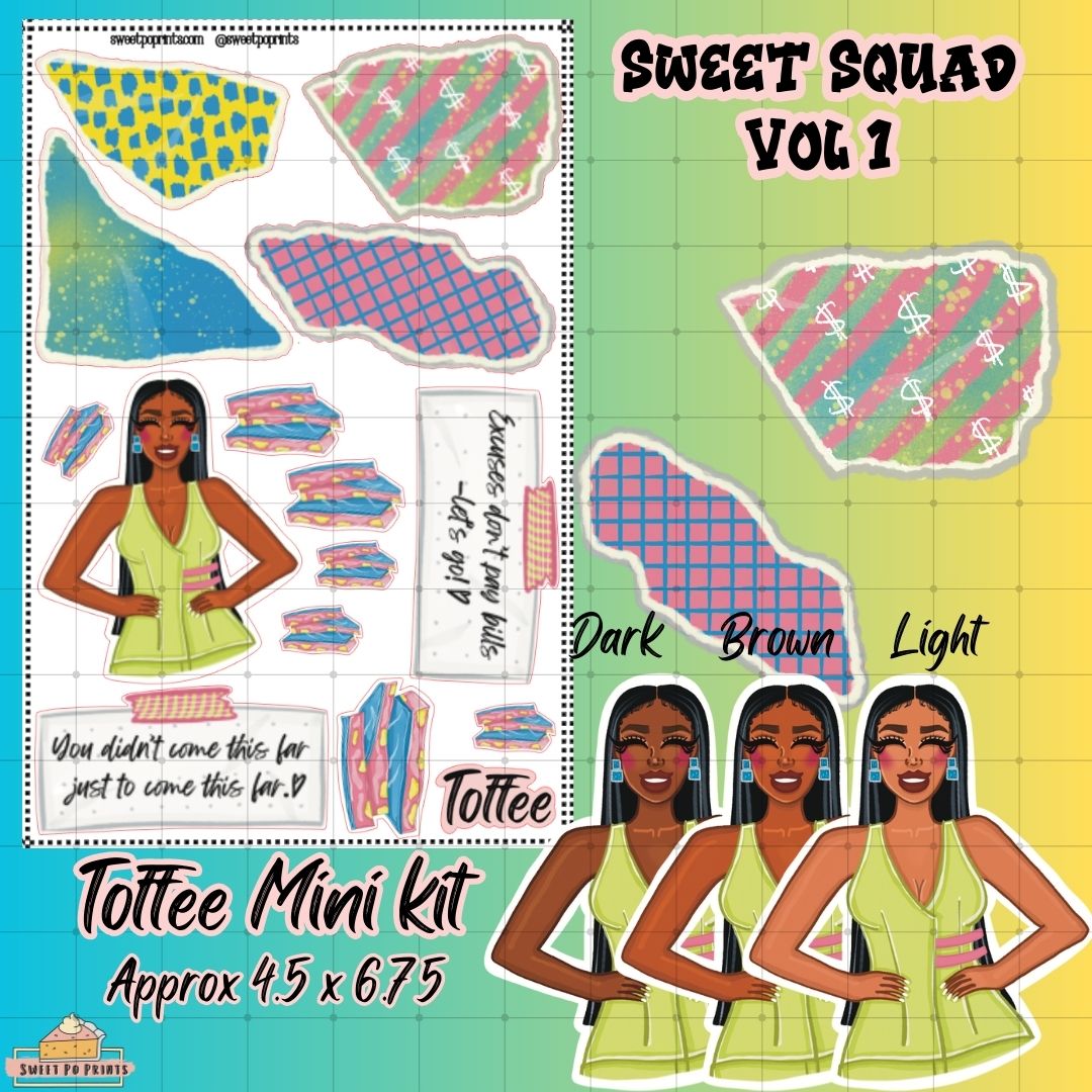Toffee Mini Kit Sticker Sheet| Sweet Squad Collection | Volume 1