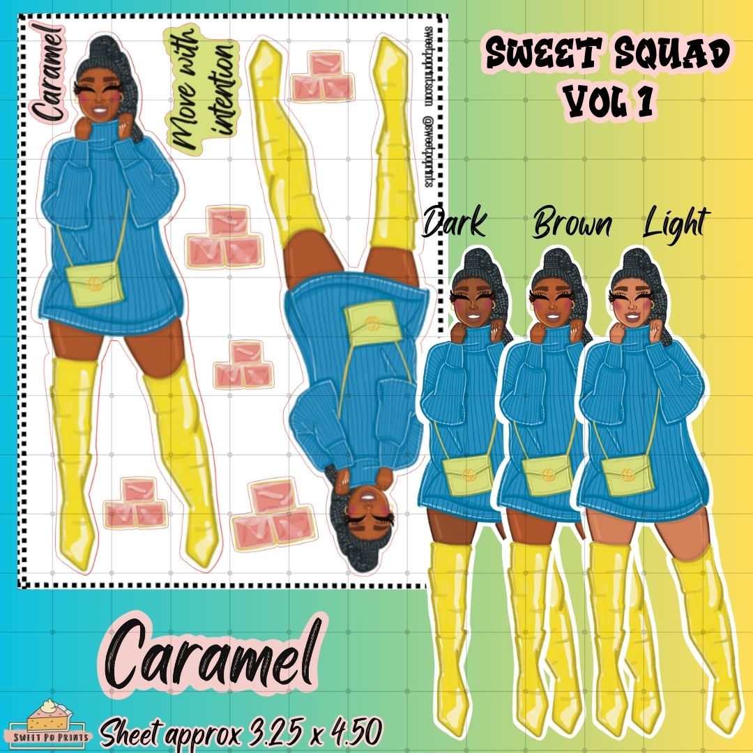 Caramel Planner Doll Sticker Sheet | Sweet Squad Collection | Volume 1