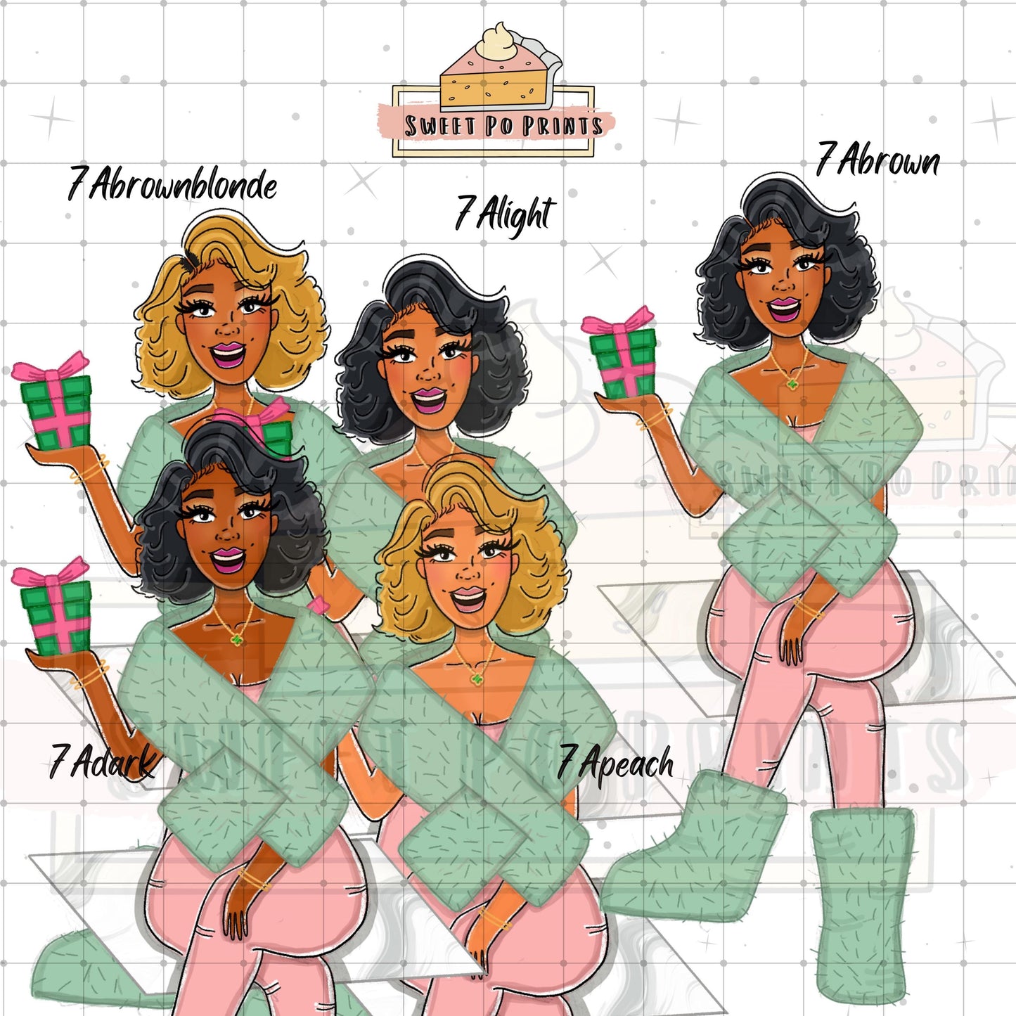 Holiday Planner Stickers | Christmas Stickers | Gift Stickers | Hand Drawn Stickers | Seasonal Planner Stickers | Woman with Gift Sticker