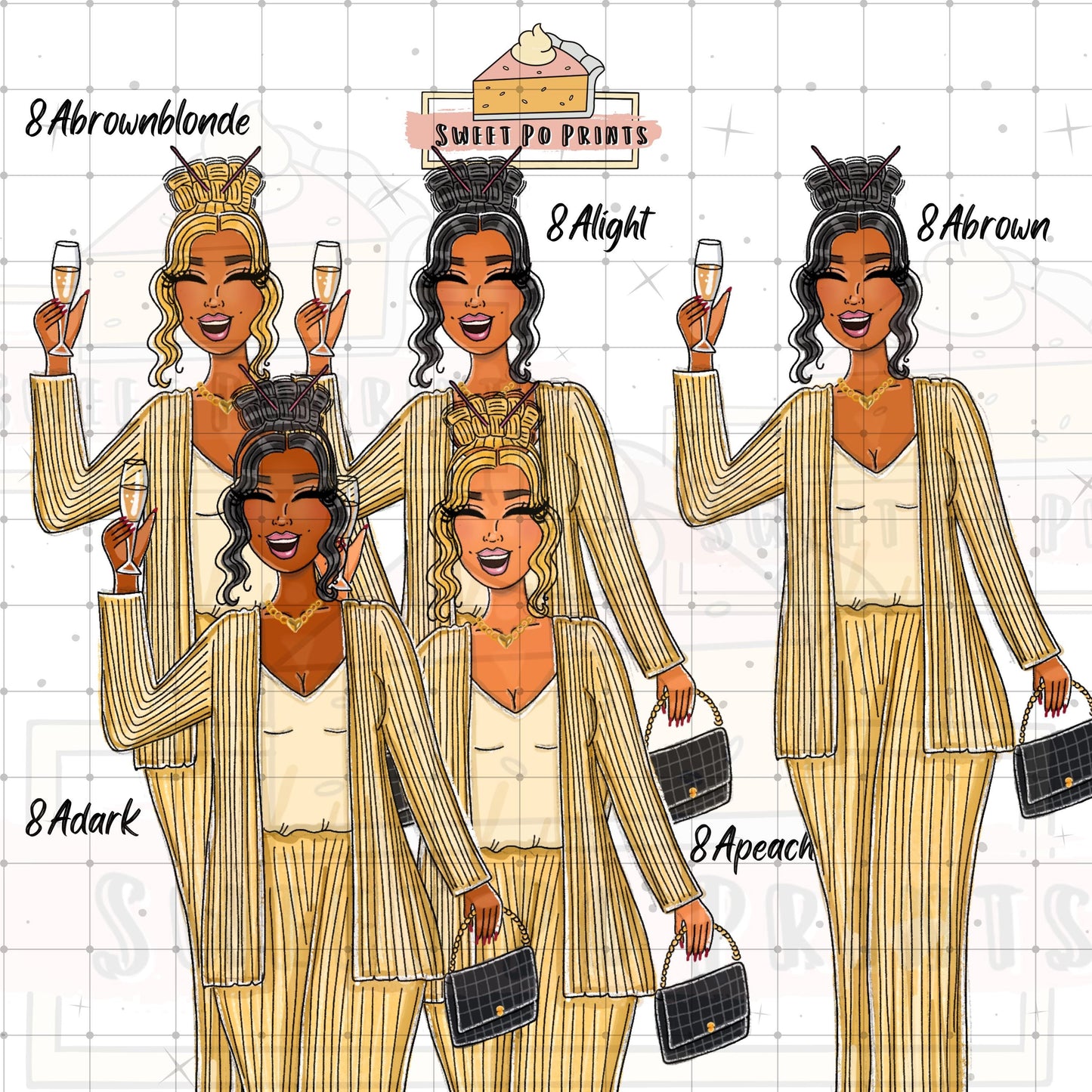 Holiday Planner Stickers | Woman Drinking Champagne| Champagne Stickers | Hand Drawn Stickers | Planner Stickers | Woman Toasting Sticker