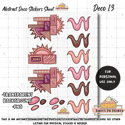 Digital Planner Sticker | Digital Planner Stickers PNG | Planner Decoration Stickers | Abstract Digital Stickers | Swirls | Celestial Stickers | Fun Stickers | Organic Shapes | Personal Use | Deco 13