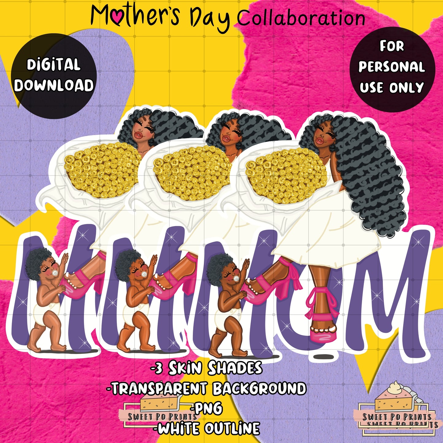 Digital Planner Doll PNG | Mother's Day Collab| Mom and Baby | Personal Use