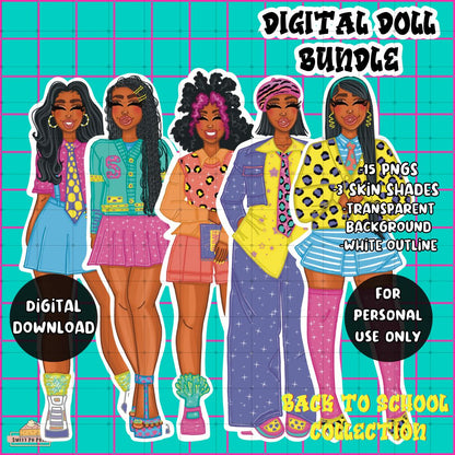 DIGITAL BUNDLE Planner Doll PNGS | Back To School Collection  | Personal Use