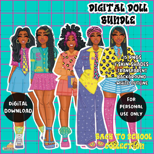 DIGITAL BUNDLE Planner Doll PNGS | Back To School Collection  | Personal Use