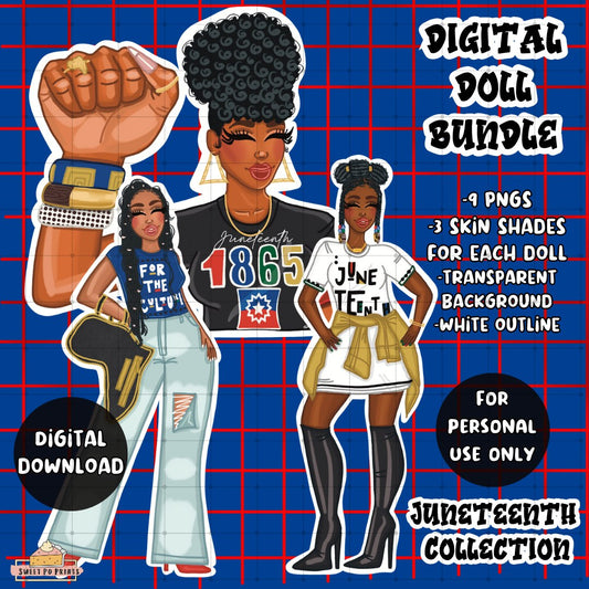 DIGITAL BUNDLE Planner Doll PNGS | Juneteenth Collection | Africa Purse Doll, Fist Doll, Beads Doll | Personal Use