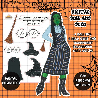 Digital Planner Doll and Deco PNG | Halloween Collection | Wicked Doll | Personal Use