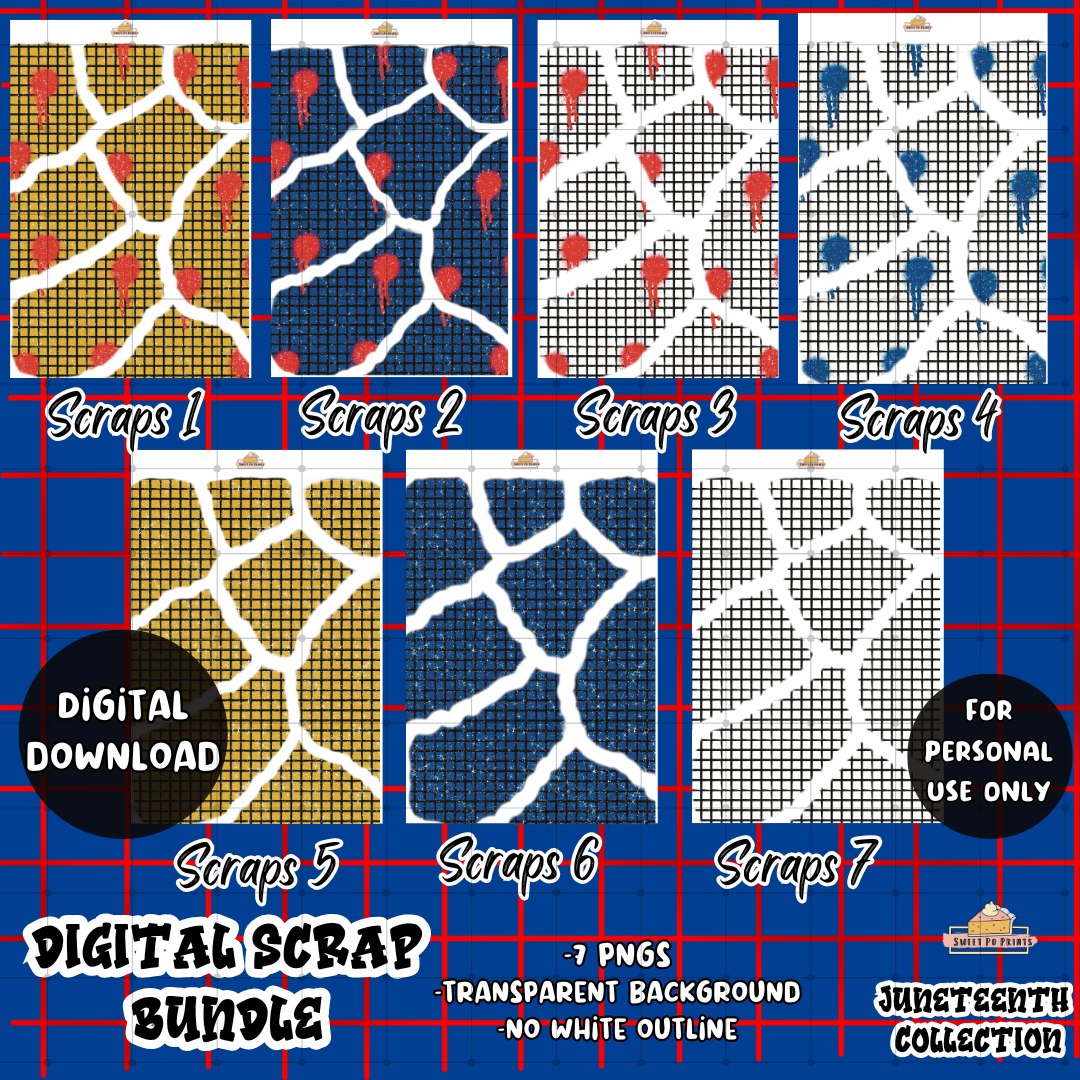 DIGITAL Scraps BUNDLE | Juneteenth Collection | 7 Printable Scrap Sheets PNG's | Personal Use