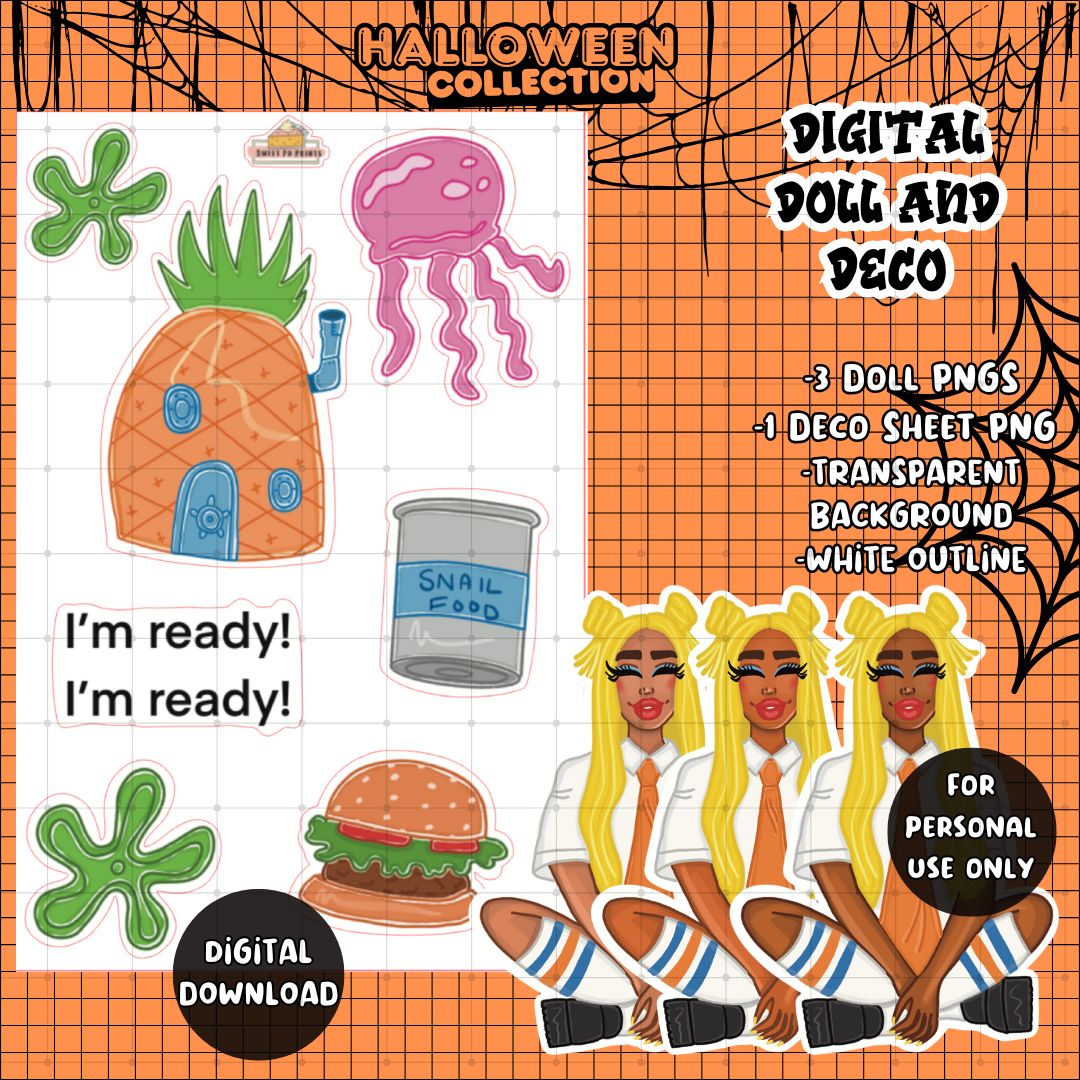 Digital Planner Doll and Deco PNG | Halloween Collection | Sponge Doll | Personal Use