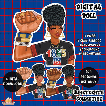 Digital Planner Doll PNG | Juneteenth Collection | Black Power Fist Doll | Personal Use