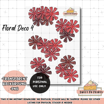 Digital Planner Sticker | Digital Planner Stickers PNG | Planner Decoration Stickers | Floral Stickers | Floral Blooms | Floral Blossoms| Personal Use | Deco 4