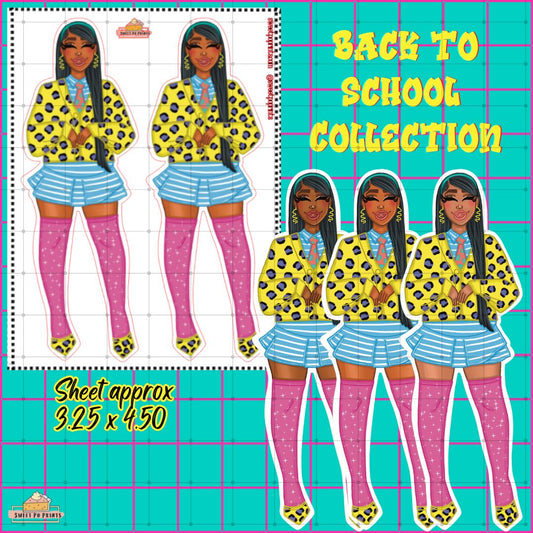 Planner Doll Sticker Sheet | Back To School Collection  | Yellow Cheetah Sweater Doll | Physical Sticker Sheet
