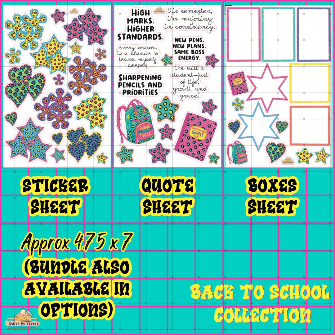 Deco BUNDLE | Back To School Collection | Stickers, Quotes, Boxes | Physical Sticker Sheets