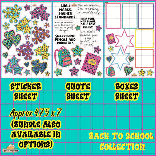 Deco BUNDLE | Back To School Collection | Stickers, Quotes, Boxes | Physical Sticker Sheets