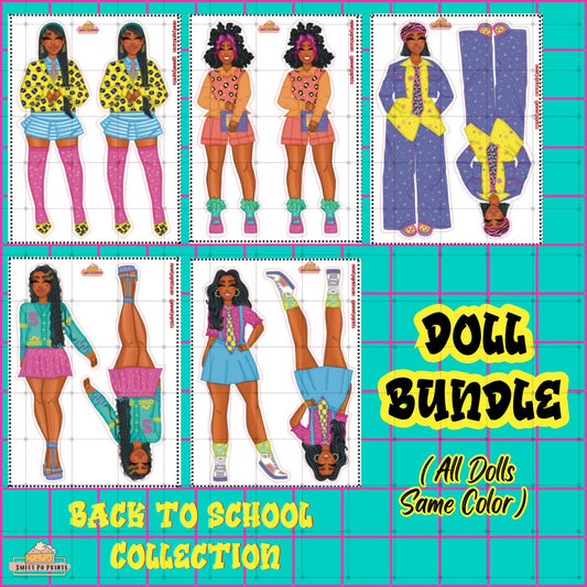 Doll BUNDLE | Back To School Collection | All Dolls - Same Color | Physical Sticker Sheets