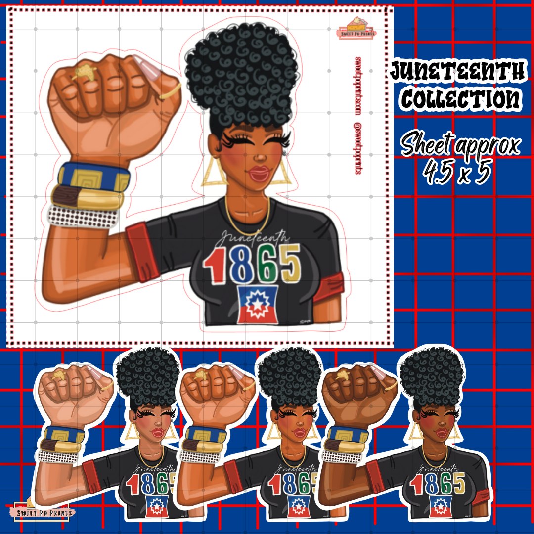 Planner Doll Sticker Sheet | Juneteenth Collection  | Black Power Fist Doll | Physical Sticker Sheet