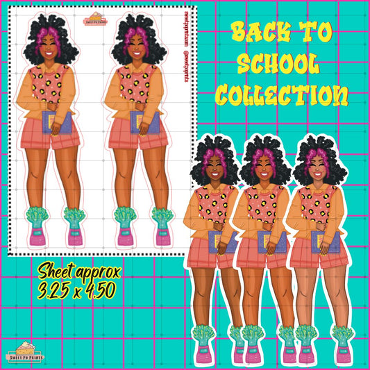 Planner Doll Sticker Sheet | Back To School Collection  | Purple Bangs Doll | Physical Sticker Sheet