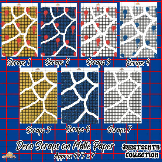 Decorative Scraps Sheets | Juneteenth Collection  | Grid Patterns |  Physical Sticker Sheets