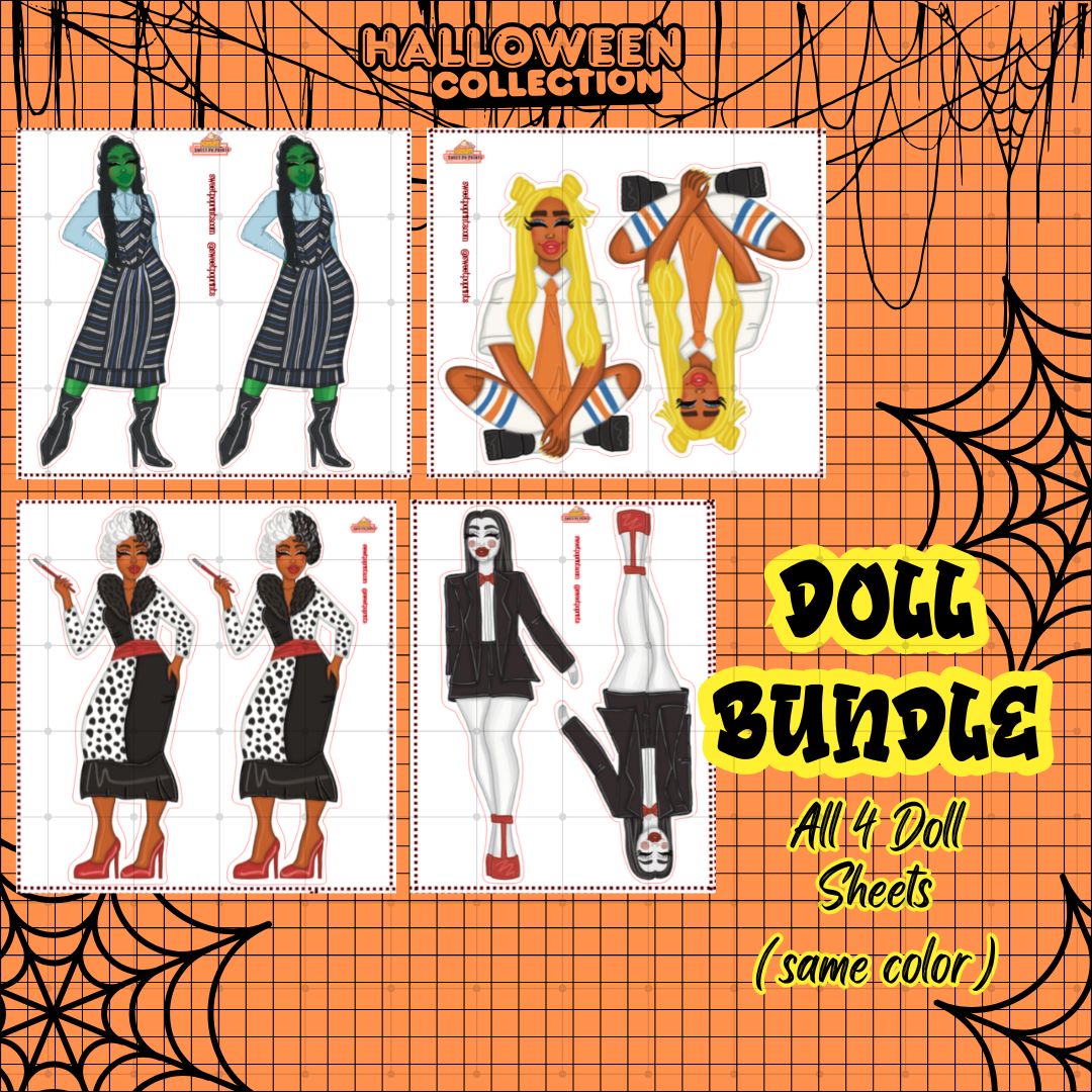 Doll BUNDLE | Halloween Collection | All Dolls - Same Color | Physical Sticker Sheets