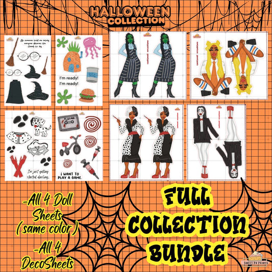 COLLECTION BUNDLE | Halloween Collection | All Dolls - Same Color | All Deco | Physical Sticker Sheets