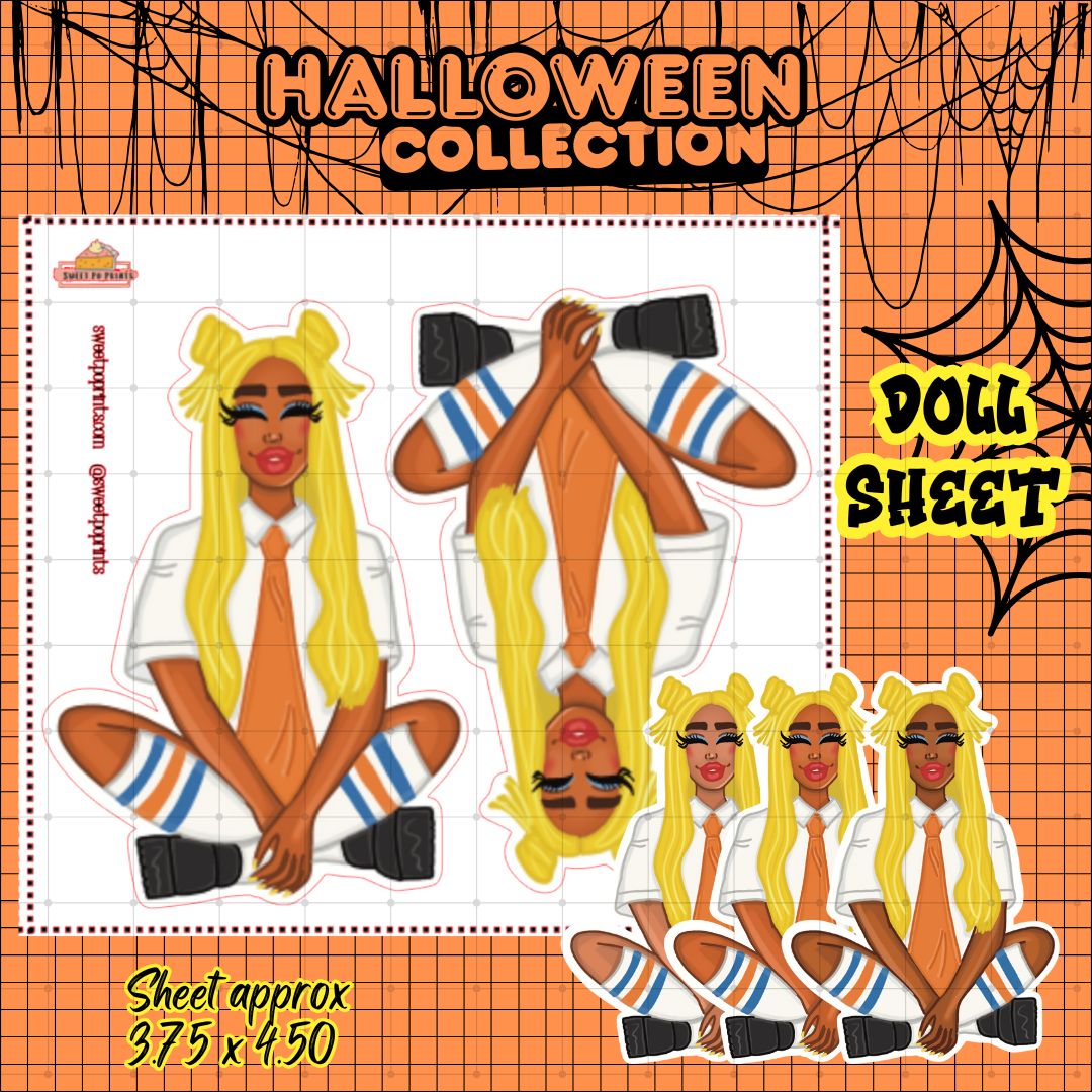 Planner Doll Sticker Sheet | Halloween Collection  | Sponge Doll | Physical Sticker Sheet