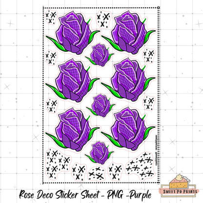 Digital Planner Sticker | Rose Sticker Sheet PNG |  Purple | Personal Use